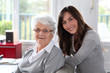 Closeup of elderly woman with young woman Closeup of elderly woman with young woman