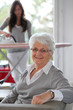 Closeup of elderly woman with home help Closeup of elderly woman with home help