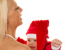 Kleines Baby als Weihnachtsmann