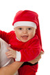 Kleines Baby als Weihnachtsmann