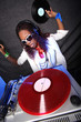 cool afro american DJ in action