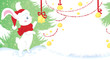 Cute white rabbit - symbol of Chinese horoscope for New Year