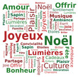 Nuage de Mots Joyeux Noël Fête Lumières Bonheur en Français