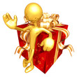 Gold Guy With A Present