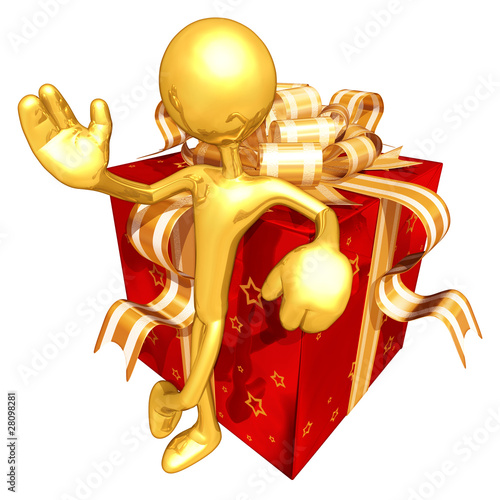 Illustration: Gold Guy With A Present Gold Guy With A Present
