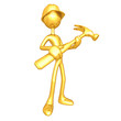 Gold Guy Construction Worker With Hammer