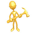 Gold Guy Construction Worker With Hammer