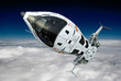 spaceship above the clouds going to space spaceship above the clouds going to space