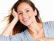 Pretty woman resting head against hand