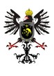 Heraldic eagle with a crown and a shield