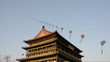 Kites over Drum Towe in the xi'an Kites over Drum Towe in the xi'an