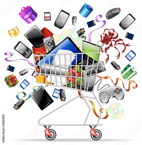 Vector: Carrello Spesa Tecnologico-Technological Shopping Cart-Vector Carrello Spesa Tecnologico-Technological Shopping Cart-Vector