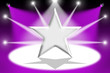Silver star with light beams - Mauve background