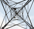 Center of high voltage pylon. Looking up view Center of high voltage pylon. Looking up view