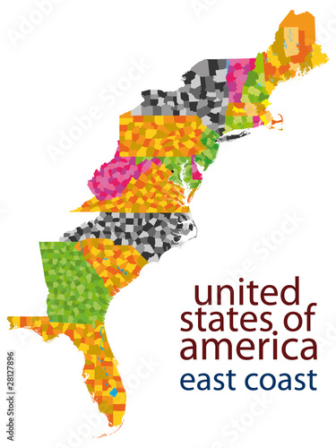 Illustration: usa east coast - hi detailed map usa east coast - hi detailed map