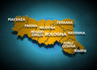Emilia Romagna - Province su fondo blu