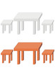 Set of furniture - table and stools Set of furniture - table and stools