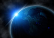 Planet earth with sunrise in space Planet earth with sunrise in space