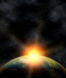 Planet earth with sunrise in space Planet earth with sunrise in space