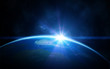 Planet earth with sunrise in space Planet earth with sunrise in space