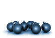Many blue christmas balls on white background