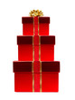 Red Christmas gifts stacked - with ribbon and bow Red Christmas gifts stacked - with ribbon and bow