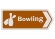 Illustration: Tourist information series: photo-realistic 'bowling' sign on wh Tourist information series: photo-realistic 'bowling' sign on wh