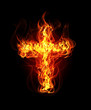 Burning fire cross