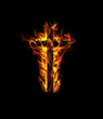 Burning fire cross