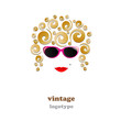 Logo vintage girl with rose-colored glasses (vector)