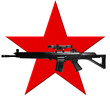 Illustration: Roter Stern mit Maschinengewehr - Ähnlich RAF-Symbol Roter Stern mit Maschinengewehr - Ähnlich RAF-Symbol
