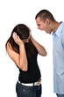 Boy yelling at his girlfriend isolated on white