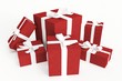 Bunch of red gift boxes