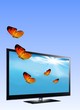 3D TV with butterflies flying out of the screen
