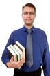 male nerdy geek carry books over white background male nerdy geek carry books over white background