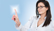 businesswoman pushing virtual screen