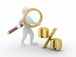 Men with loupe and percent