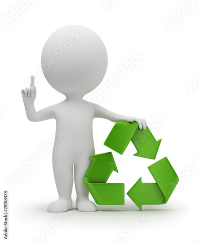 Illustration: 3d small people with a recycling symbol 3d small people with a recycling symbol