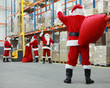 Santa Claus ready for Christmas leaving storehouse Santa Claus ready for Christmas leaving storehouse
