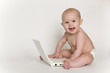 Happy Baby Playing with Mini Laptop Happy Baby Playing with Mini Laptop