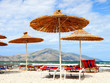 straw parasols on the beach