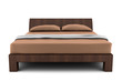 wooden bed isolated on white background with clipping path