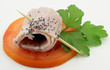 roulé de jambon au pruneau sur tranche de tomate roulé de jambon au pruneau sur tranche de tomate