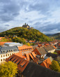 Top view over Wernigerode town with a medievel castle Top view over Wernigerode town with a medievel castle