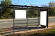 Black banner on a bus shelter. Black banner on a bus shelter.