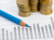 euro coin and graph