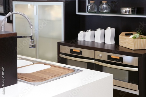 Photo: Brown wood kitchen modern stainless steel Brown wood kitchen modern stainless steel