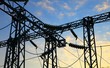 Electrical power station. Sunrise. Electrical power station. Sunrise.