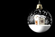 Glass ball Christmas with little house