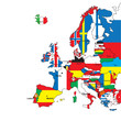Card of Europe in the form of flags.Vector illustration Card of Europe in the form of flags.Vector illustration